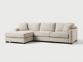 Sofá de esquina de 4 plazas tapizado en tejido 305 x 175 x 88 cm - beige claro - asiento acolchado con chaise longue para salón - diseño moderno