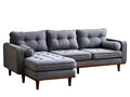 Sofá de esquina de 3 plazas tapizado en pana 285 x 170 x 88 cm - gris oscuro - asiento acolchado con chaise longue y patas de madera para salón - diseño moderno