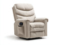 Sillón reclinable eléctrico de pana 90 x 100 x 110 cm - beige - respaldo alto con control lateral y bolsillo para salón - diseño clásico