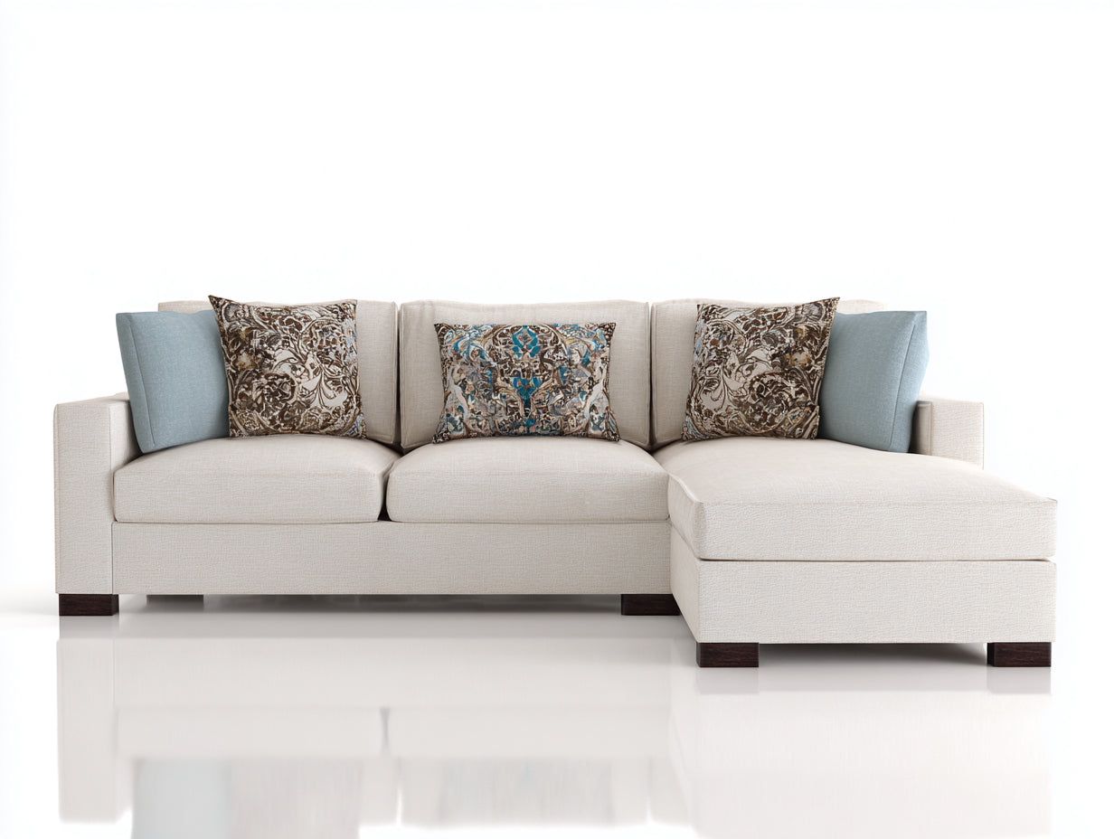 Sofás de esquina - tapizado en tela 250 x 160 x 88 cm - crema - para salón - diseño contemporáneo con módulo de descanso