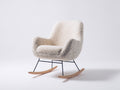 Mecedoras - Tejido bouclé con estructura metálica y patines de madera 76 x 91 x 96 cm - Blanco crema gris moteado negro y marrón natural - Para salón y dormitorio - Diseño moderno envolvente