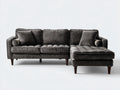 Sofás de esquina de 4 plazas en tejido de pana 275x175x88 cm - gris antracita - módulo de descanso con asiento capitoné