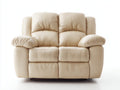 Sillón reclinable de 2 plazas tapizado efecto cuero 170 x 98 x 105 cm - beige crema - respaldo acolchado y reposapiés integrados para salón - diseño clásico