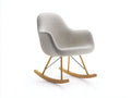 Mecedora tapizada de tejido bouclé madera y metal 74 x 90 x 87 cm - beige y natural - asiento envolvente con patines curvos para salón - diseño moderno nórdico