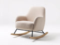 Mecedoras - Tejido bouclé con estructura metálica y patines de madera 80 x 94 x 98 cm - Blanco crema negro y marrón natural - Para salón y dormitorio - Diseño moderno con respaldo alto