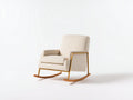Mecedoras tapizadas en tejido texturizado 72x90x102 cm - crema y dorado - balancines de madera