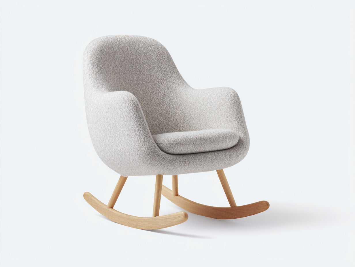 Mecedoras tapizadas en tejido bouclé 74x88x96 cm - crema y madera natural - asiento envolvente