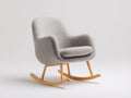 Mecedora tapizada de tejido bouclé y madera 80 x 92 x 86 cm - gris claro y natural - asiento acolchado para salón y dormitorio - diseño moderno nórdico