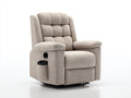 Sillones reclinables de 1 plaza en tela acanalada 105x95x102 cm - beige y negro - diseño acolchado con portavasos lateral
