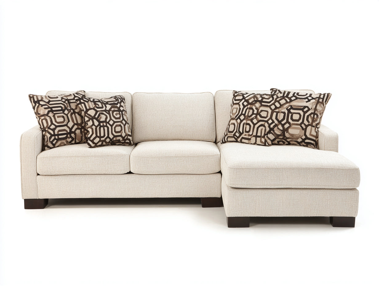 Sofás de esquina - tapizado en tela 245 x 160 x 90 cm - beige claro - para salón - diseño moderno con módulo de descanso